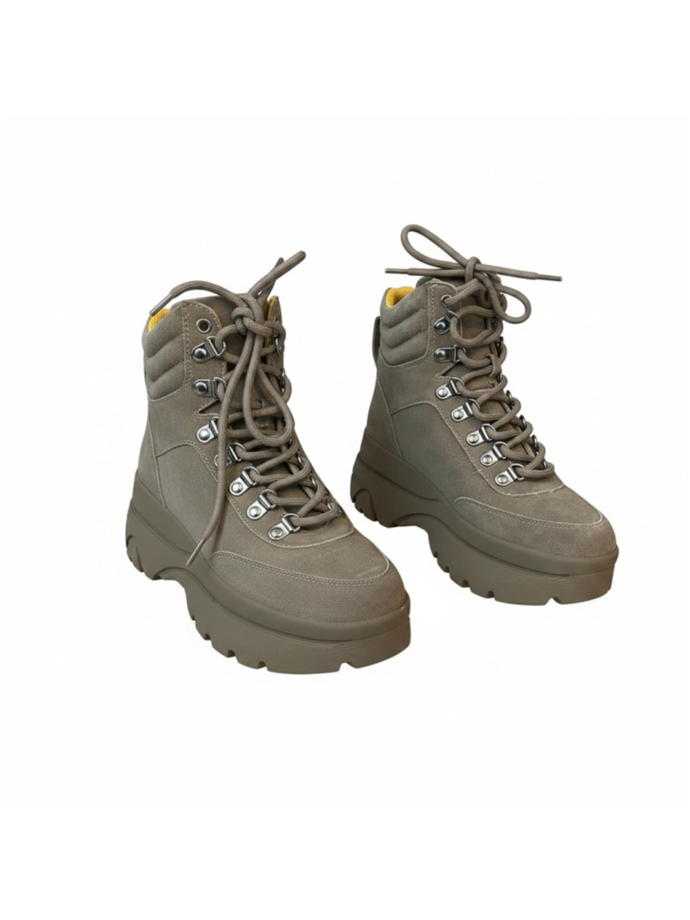 Women's Aqua Lace Up Boots Size 6 Beige and Yellow